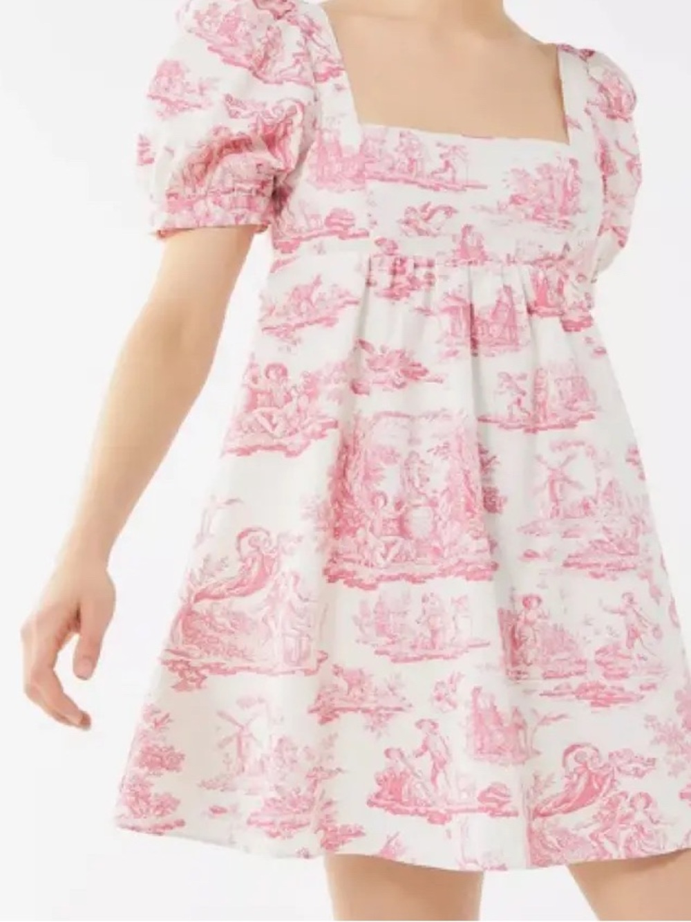 Urban Outfitters x Laura Ashley Babydoll Pink Toile Boho Dress Womens Sz XS